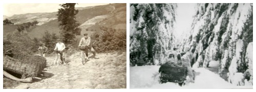 Altre due rarissime immagini- a sinistra ai piedi del Gran Sasso a destra nella foresta di Camaldoli con due Monaci in partenza 