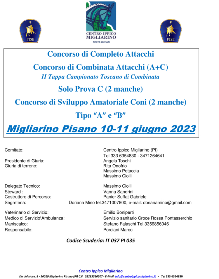 Migliarino/PI, Completo "palestra" FISE @ C.I. Migliarino, Via del Mare 8